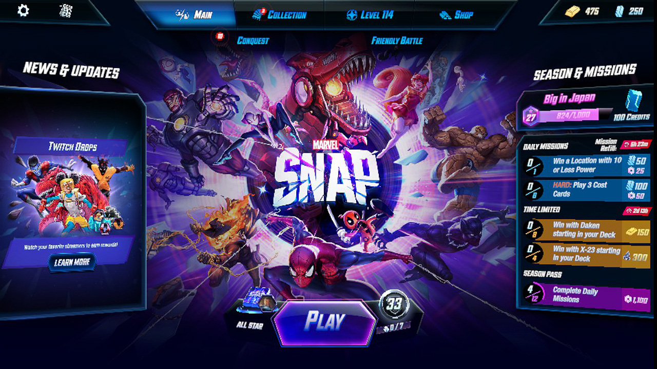 The previous Marvel SNAP Early Access version for PC was simply a port of the game for mobile devices. The updated release is optimized for Windows PC, featuring widescreen display and a more efficient UI.