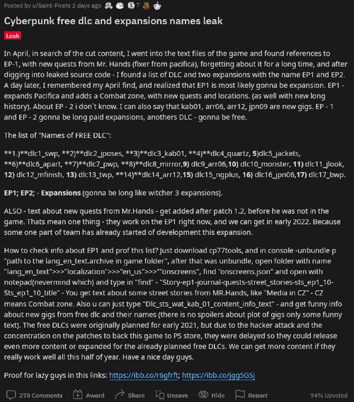 A List Of All The Cyberpunk 2077 Dlc Might Have Just Been Leaked