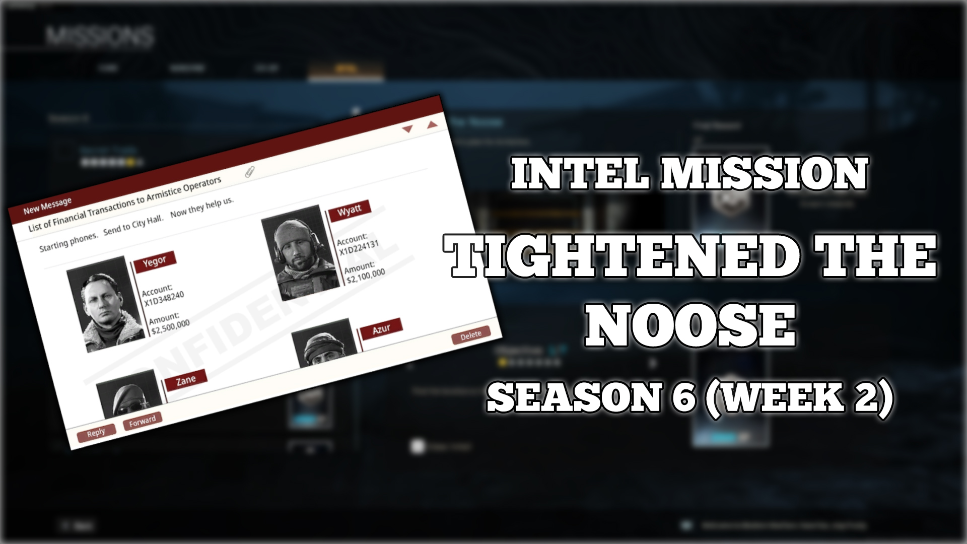 Intel Mission Guide - Tightened the Noose  (Season 6 - Week 2)