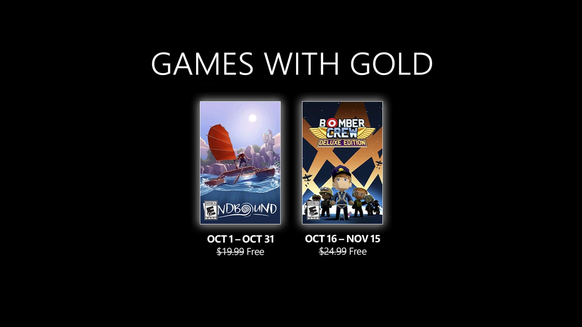 The new lineup of Xbox Free Games with Gold for October 2022 revealed