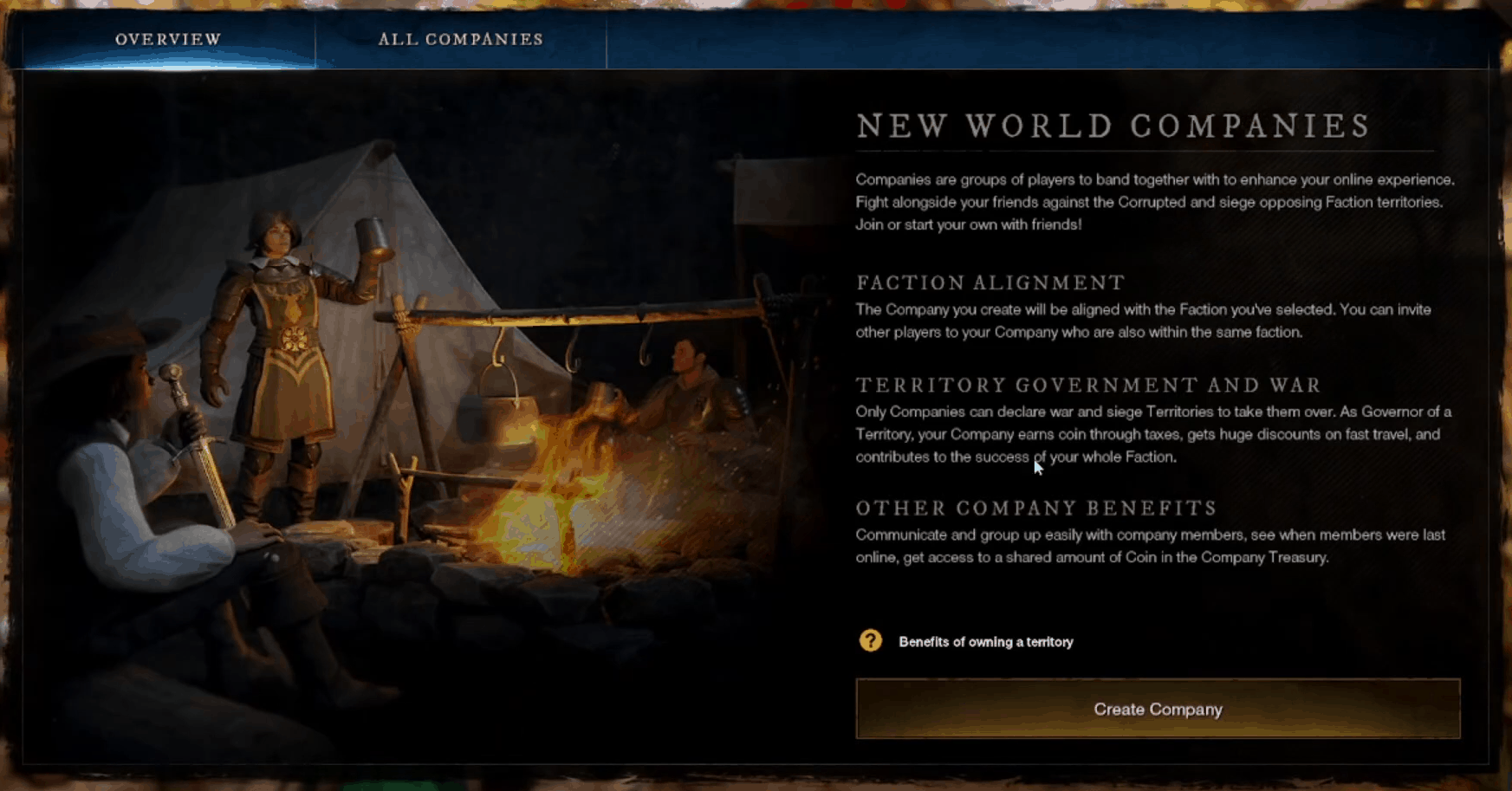 New World - Factions, Companies & Territories In-depth Guide