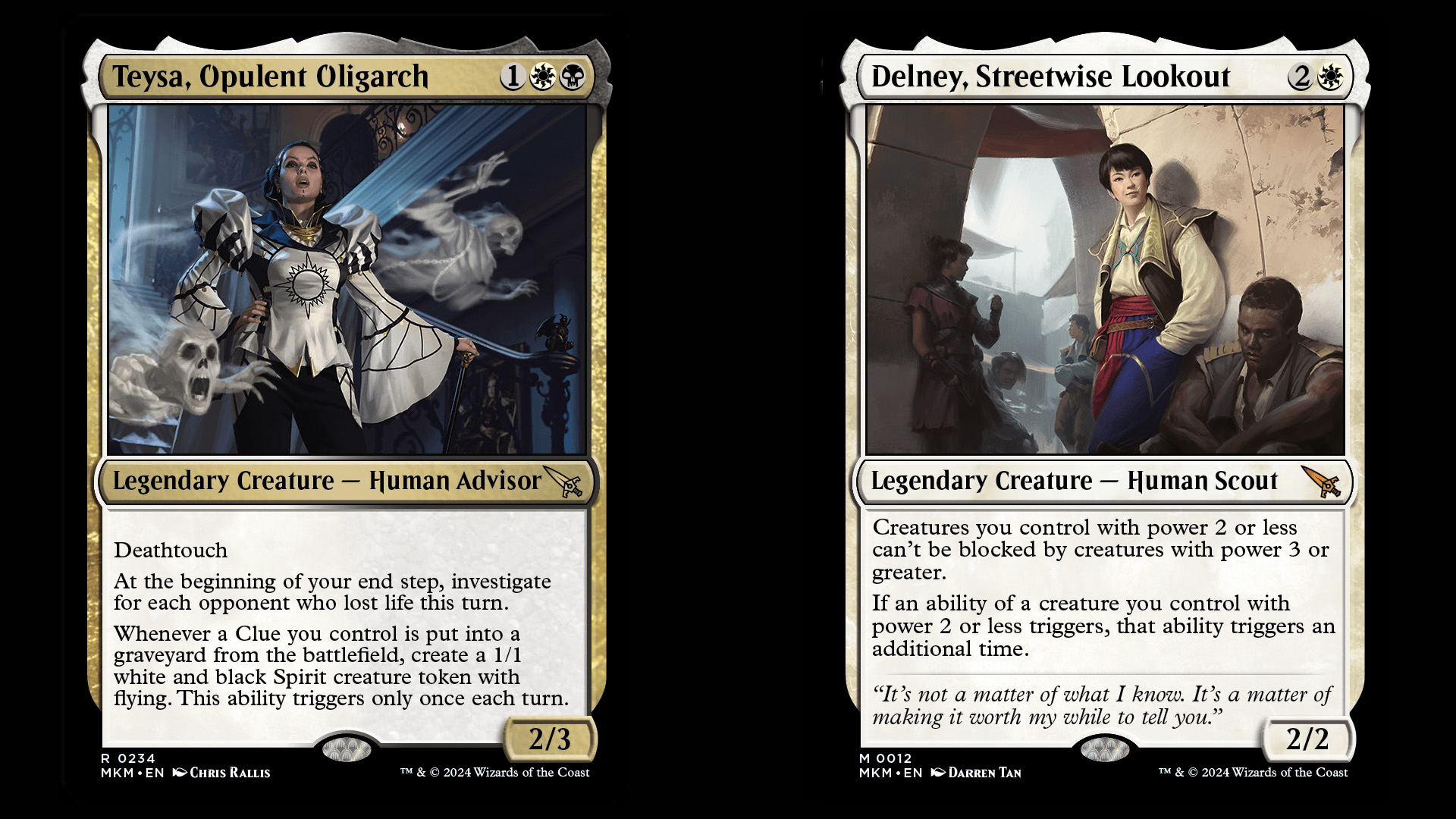 Teysa provides 1/1 flying Spirits. Meanwhile, Delney makes sure there are always two of them that pop in and that they can't be blocked.