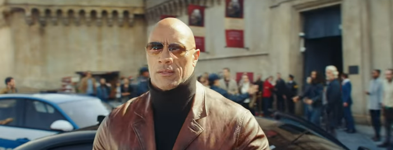 Dwayne Johnson pictured on the set of Red One film co-starring Chris Evans