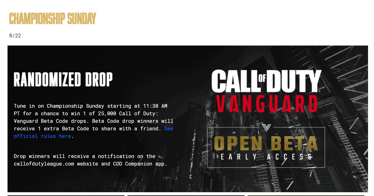 Earn Free Call Of Duty: Vanguard Beta Codes By Tuning Into Cdl Championship