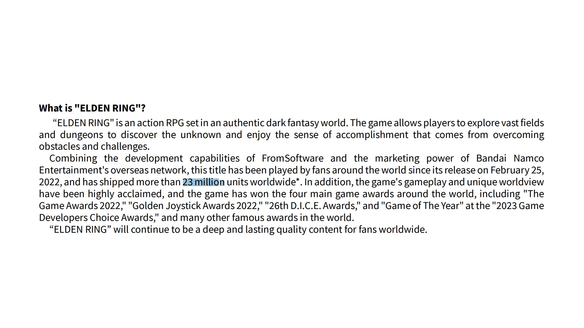 Elden Ring has been a huge help for Bandai Namco amidst its ongoing financial struggles.