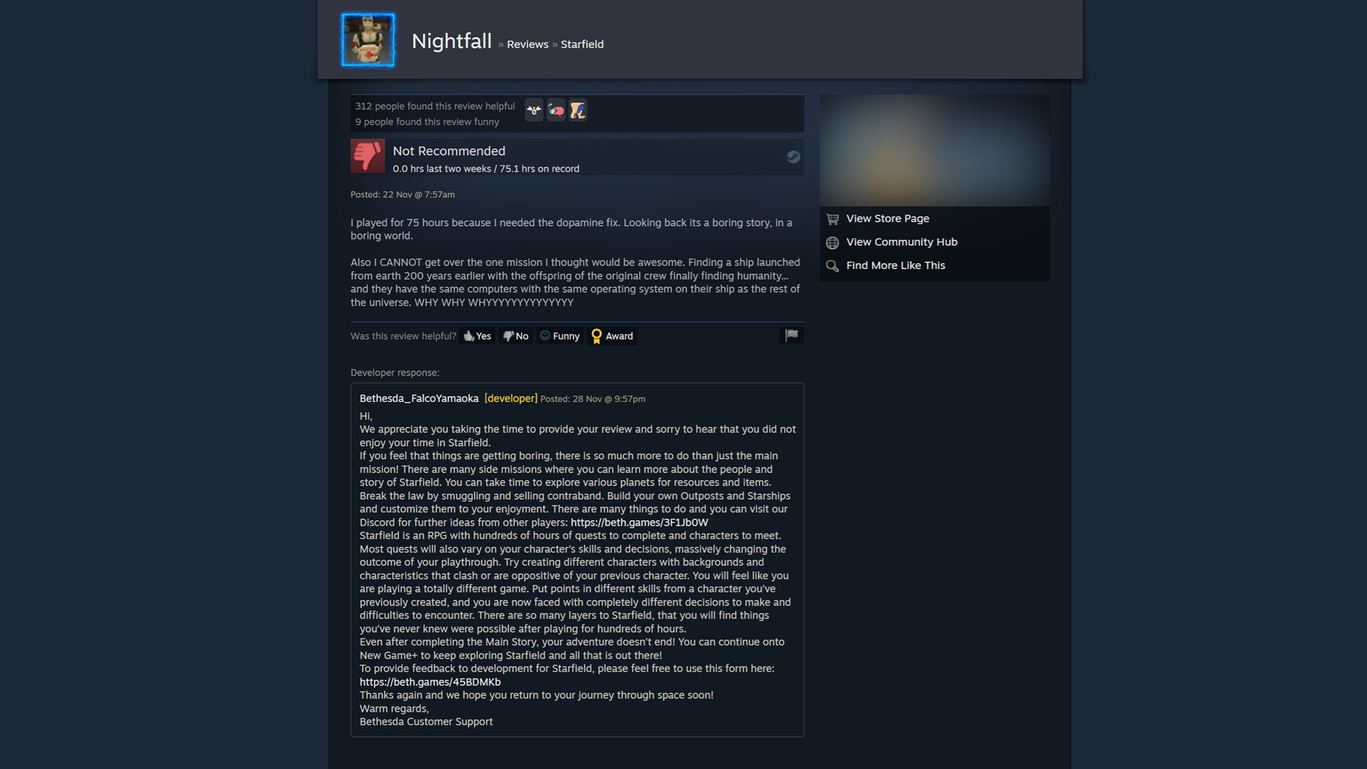 Bethesda has yet to make an official statement addressing their responses on Steam.