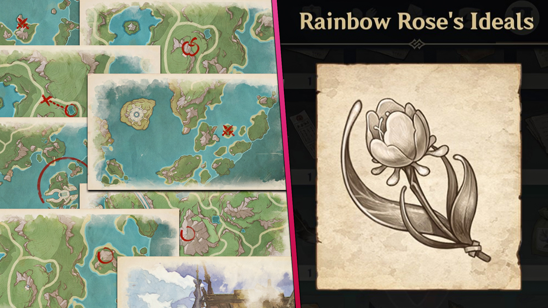 Genshin Impact all treasure map locations (Rainbow Rose's Ideals)