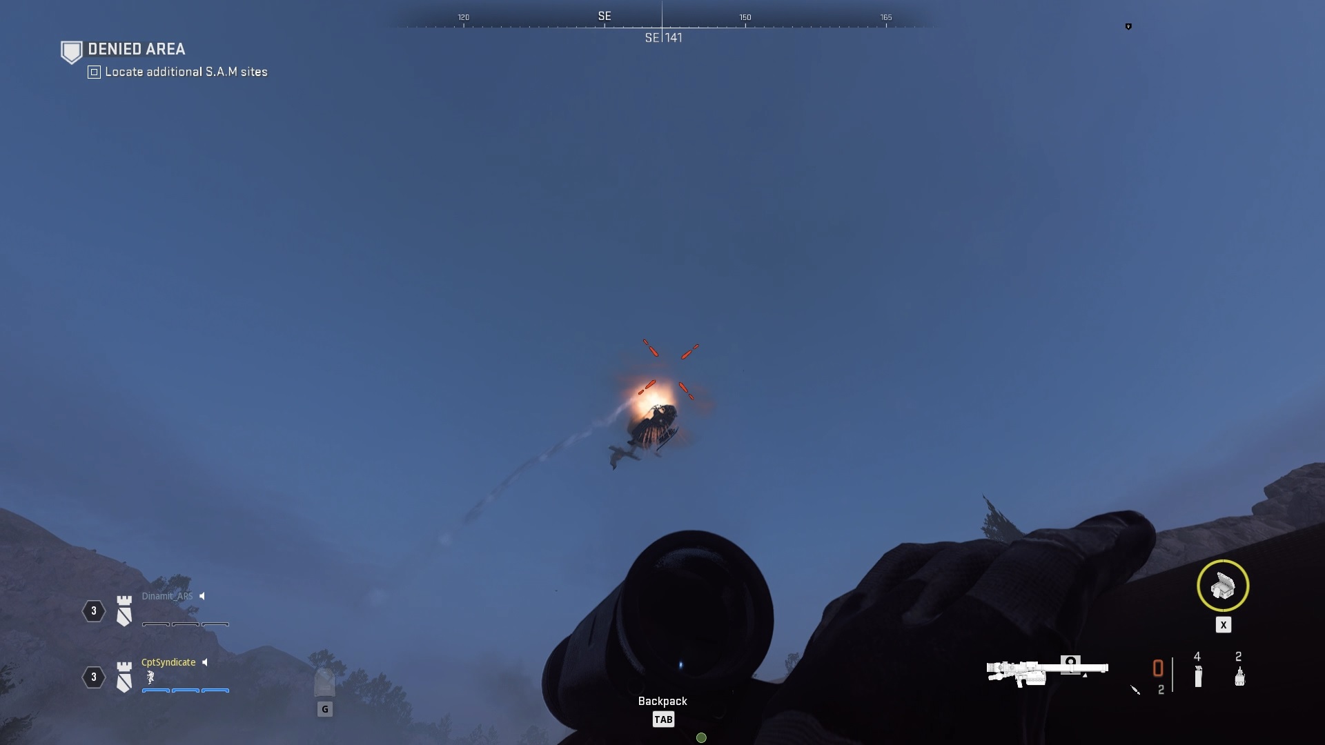 Enemy Helo Destroyed Denied Area