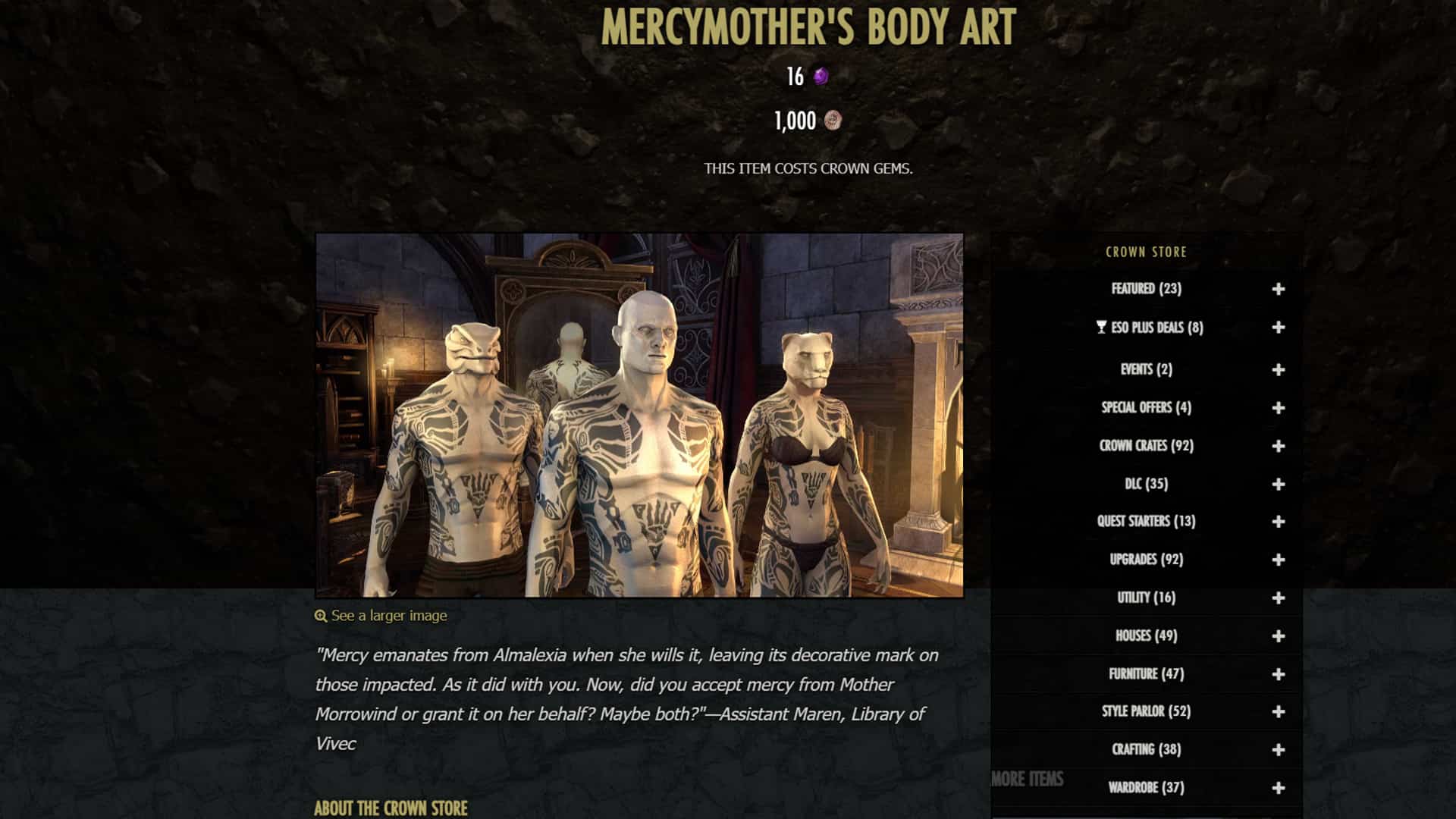 official store page selling the skin for 1,000 Crowns.