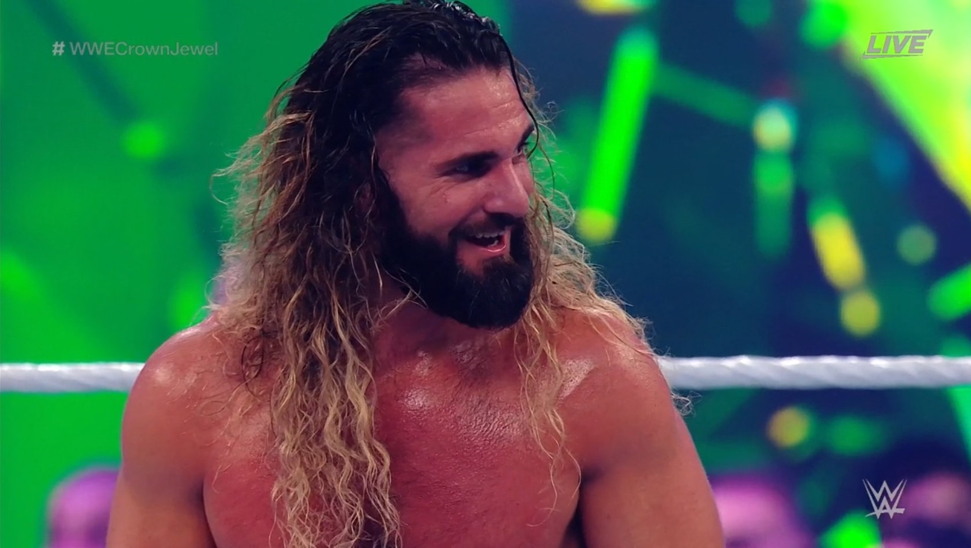 Seth Rollins couldn't help but laugh after the last-minute save by Sami Zayn.
