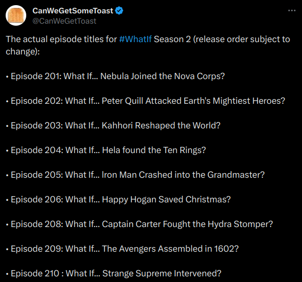 what-if-season-2-episodes-tweet
