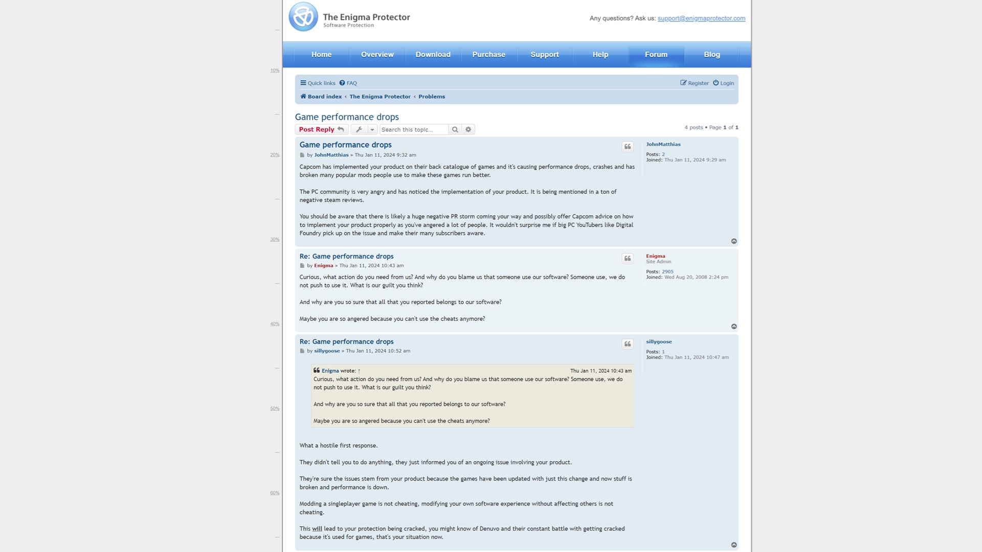 Nevertheless, the backlash prompted a now-deleted response from the developers of Enigma, which some within the community didn't necessarily agree with.