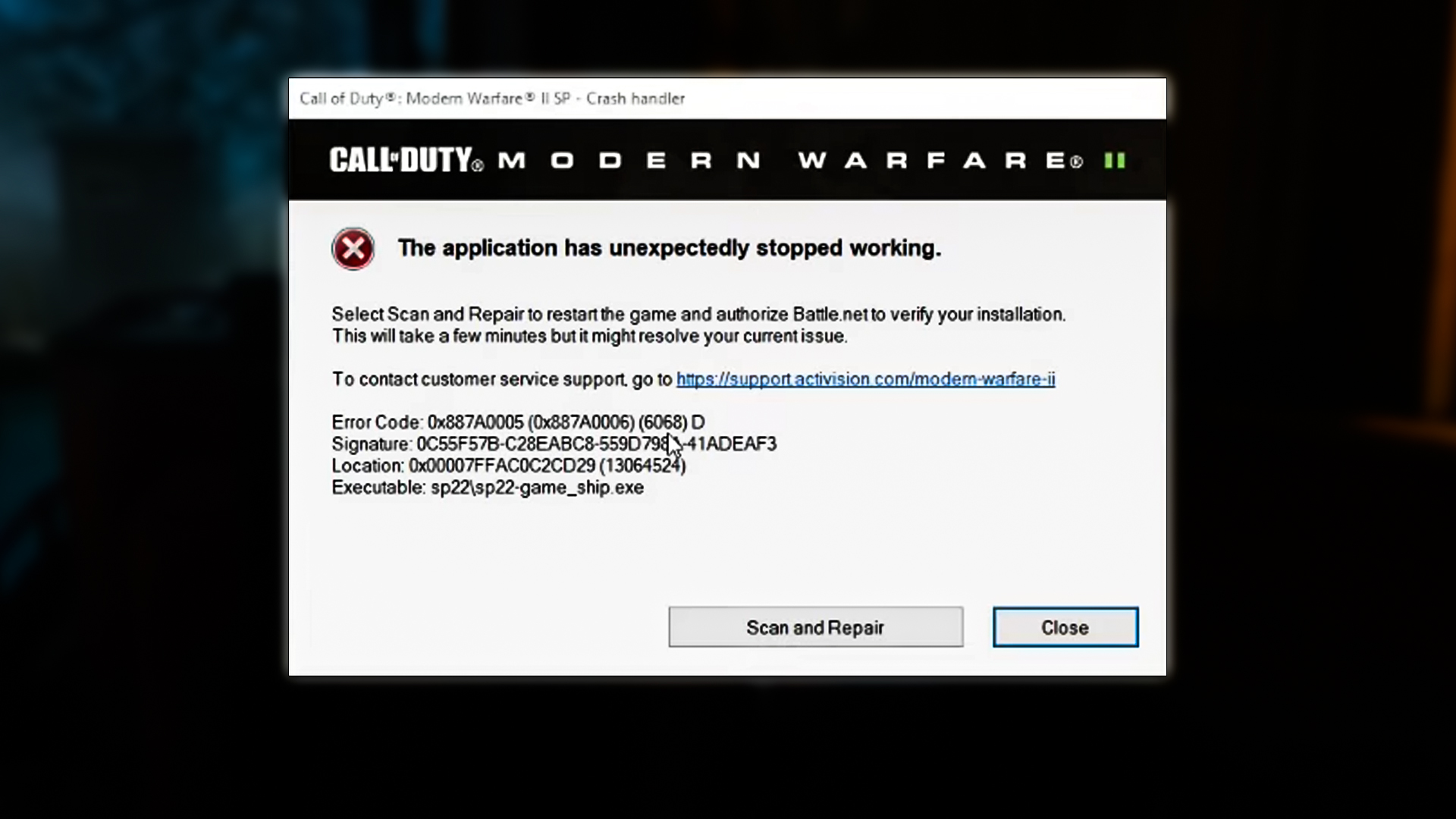 How to fix 'Scan and Repair' crash error for Modern Warfare II