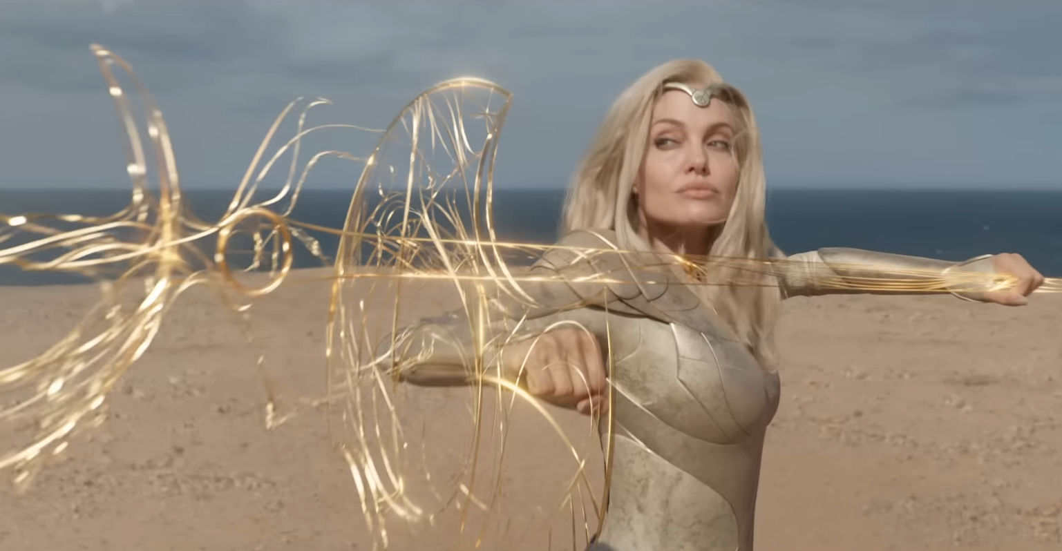 Angelina Jolie portrayed Thena, an Eternal suffering from a psychological condition called Mahd Wy'ry.