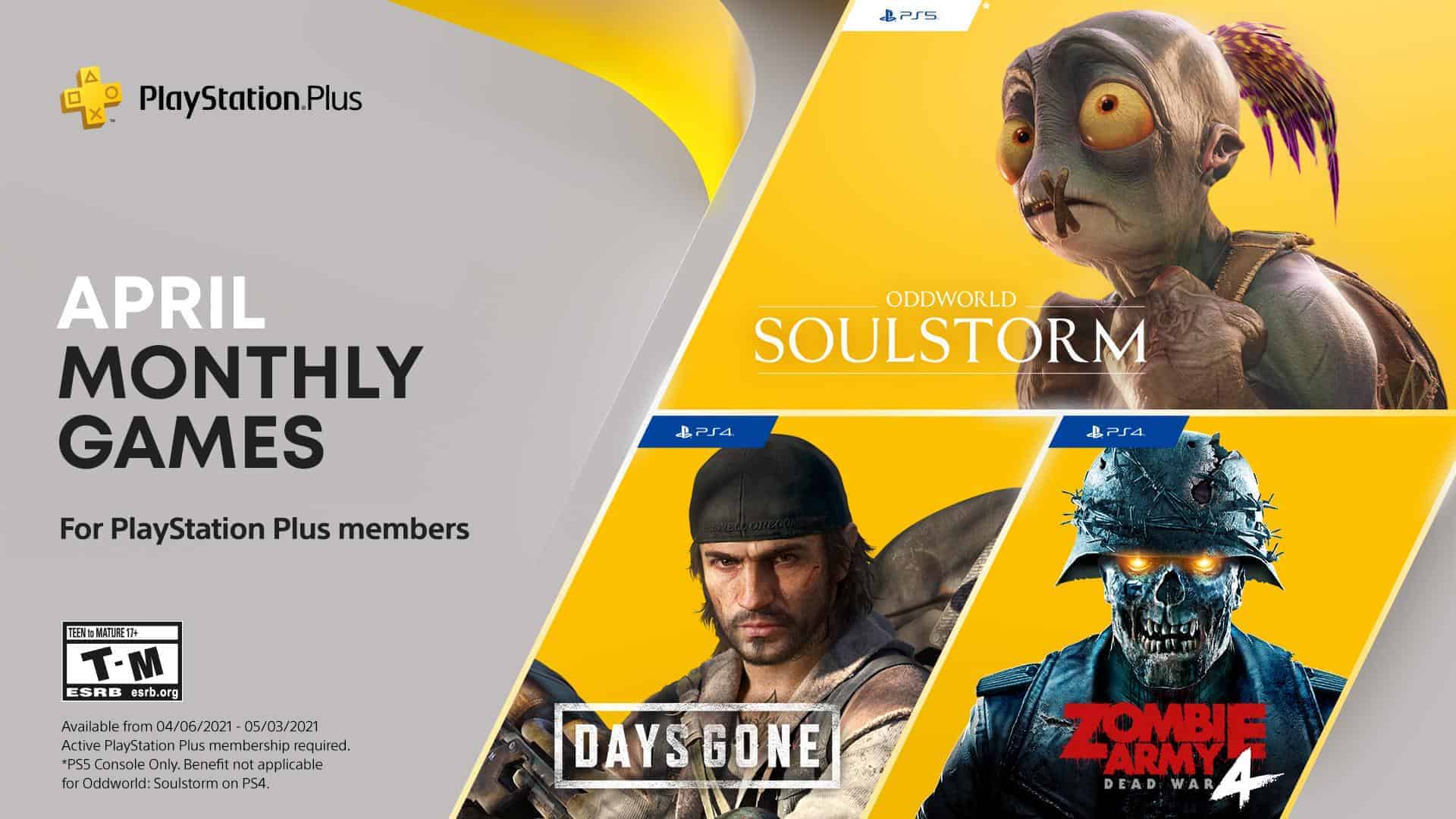 PS Plus April Games: Days Gone, Zombie Army 4 & Oddworld: Soulstorm