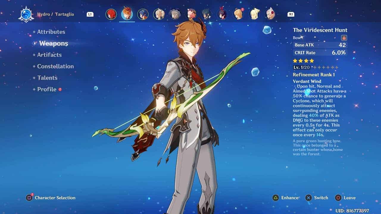 Top Builds For Tartaglia/childe In Genshin Impact