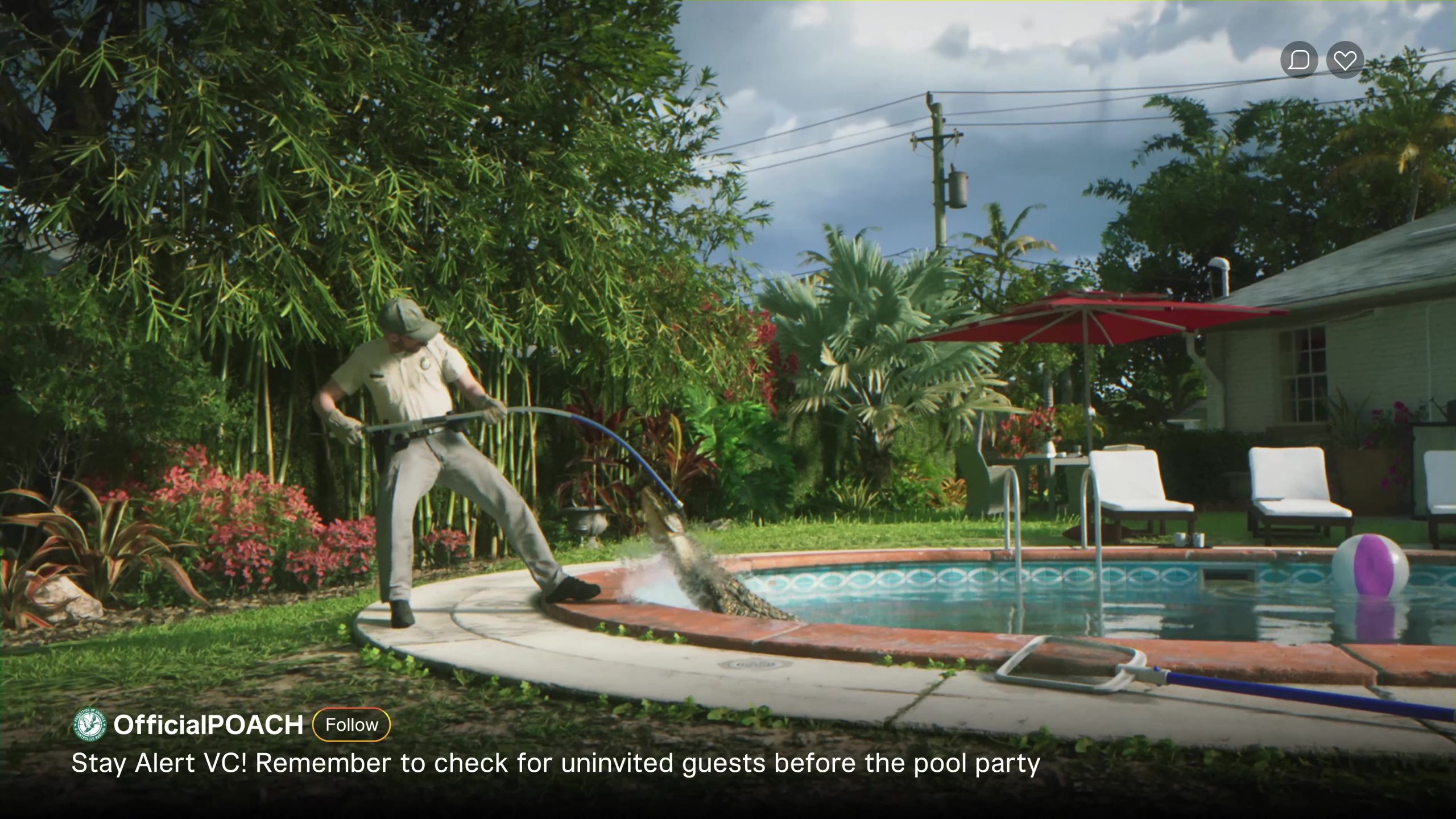 Here's another in-game screenshot of an alligator, which, apparently, is inspired by real-life scenarios in Florida.