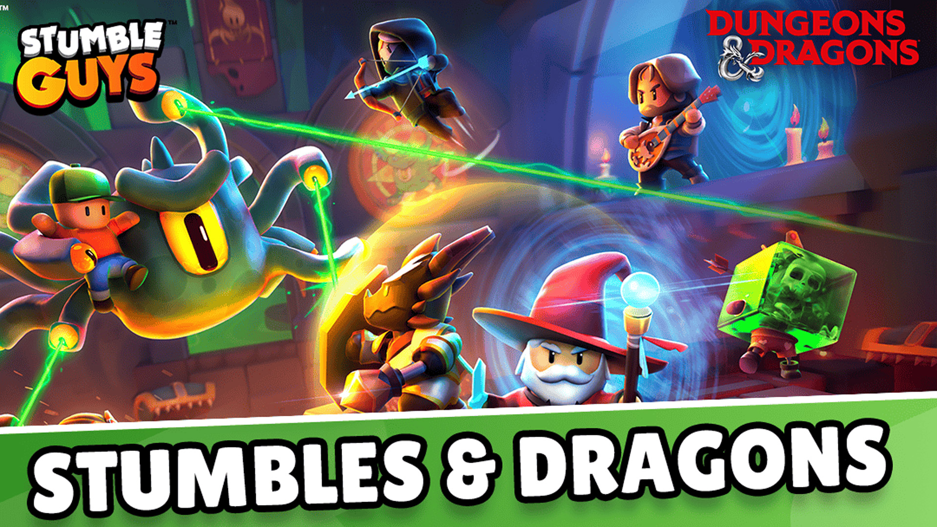 Aside from the character classes, the Stumble Guys x Dungeons & Dragons collaboration adds a new map. Stumbles & Dragons features classic D&D creatures like the Beholder as hazards.