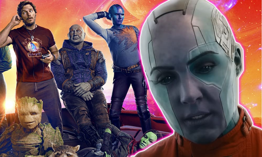 Karen Gillan mocks her dad bod pose on GotG Vol. 3 poster