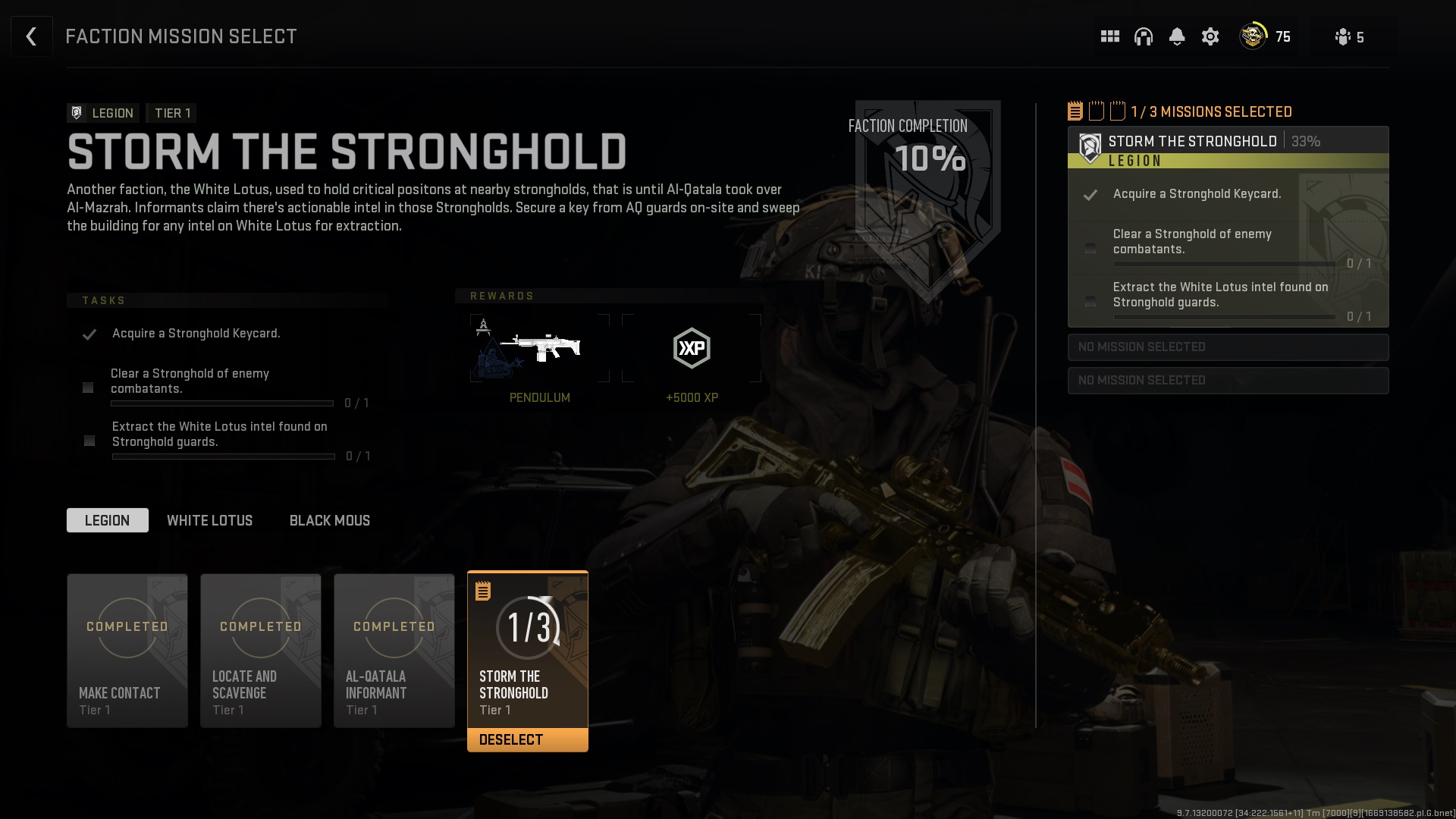 Faction Mission Lotus Stronghold Dmz