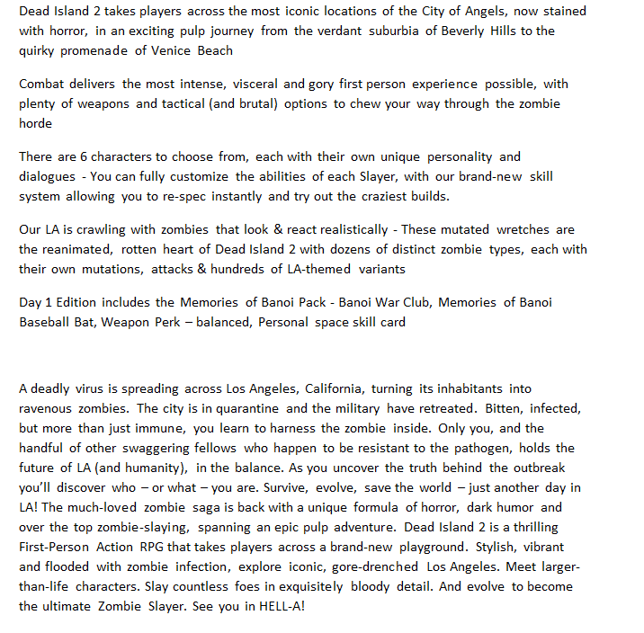 New Dead Island 2 Details Leak On Amazon