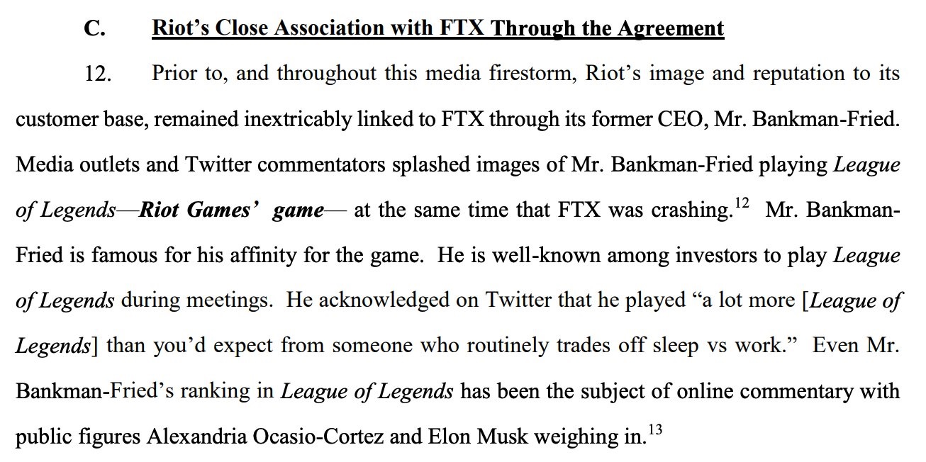 bad reputation FTX Riot Games